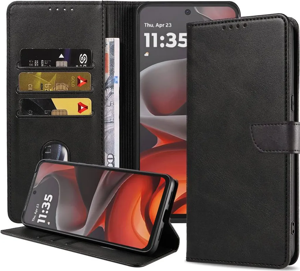 CUSTODIA Per MOTOROLA MOTO G15, G15 POWER, G05, E15 - FLIP ORIZZONTALE Con Chiusura Magnetica Invisibile E Interno In Tpu Nero