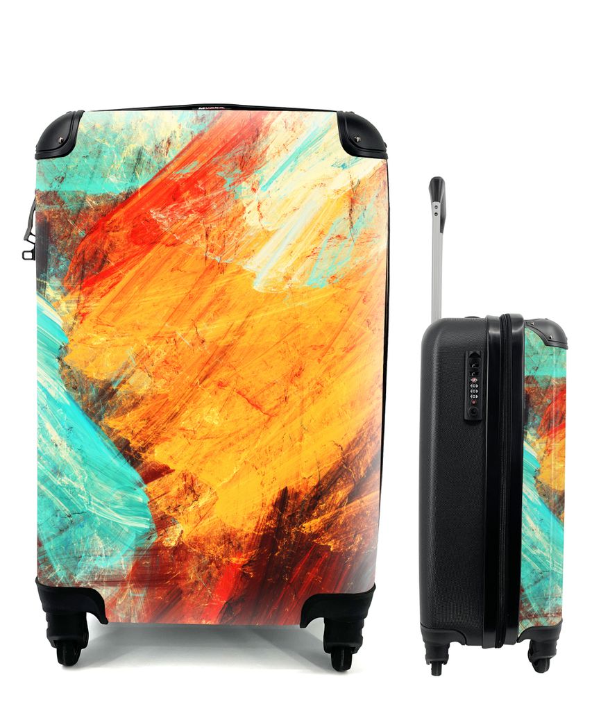 MuchoWow Koffer Handgepäck Trolley Rollkoffer Kleine Reisekoffer mit 4 Rollen - Gemälde - Abstrakt - Öl - Cabin Size < 55x40x23 cm & 55x40x20 ...