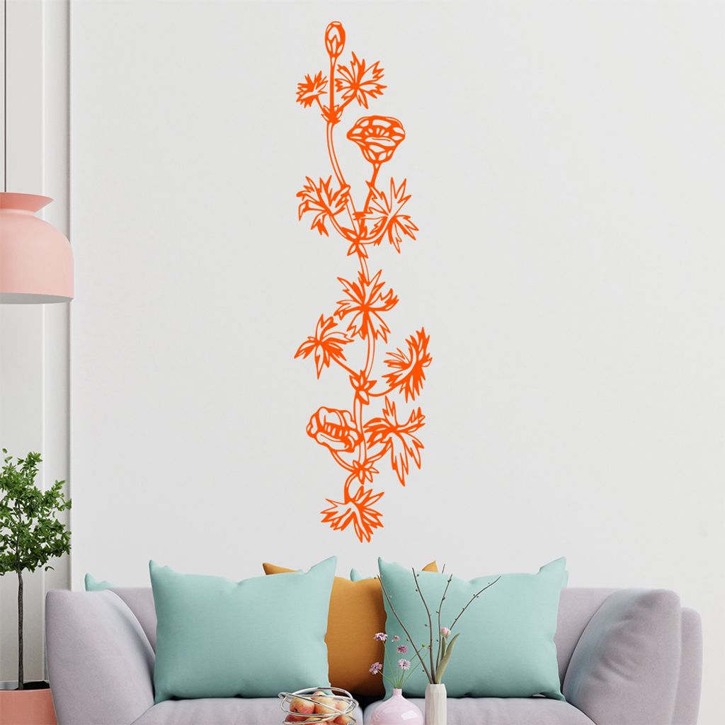 Blumen - Ranken Wandtattoo in 6 Größen - Wandaufkleber Wall Sticker - Dekoration, Küche, Wohnzimmer, Schlafzimmer, Badezimmer
