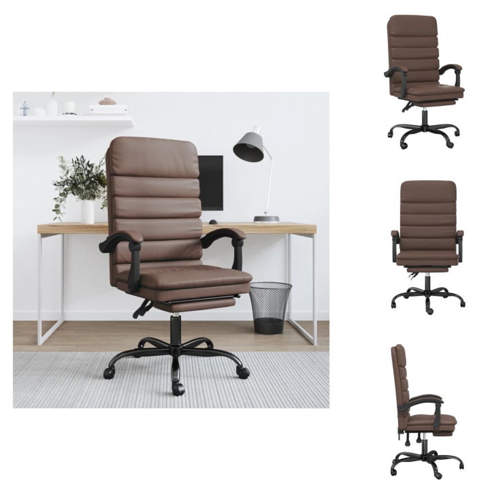 vidaXL Bürostuhl mit Massagefunktion Braun Kunstleder - Bürostühle