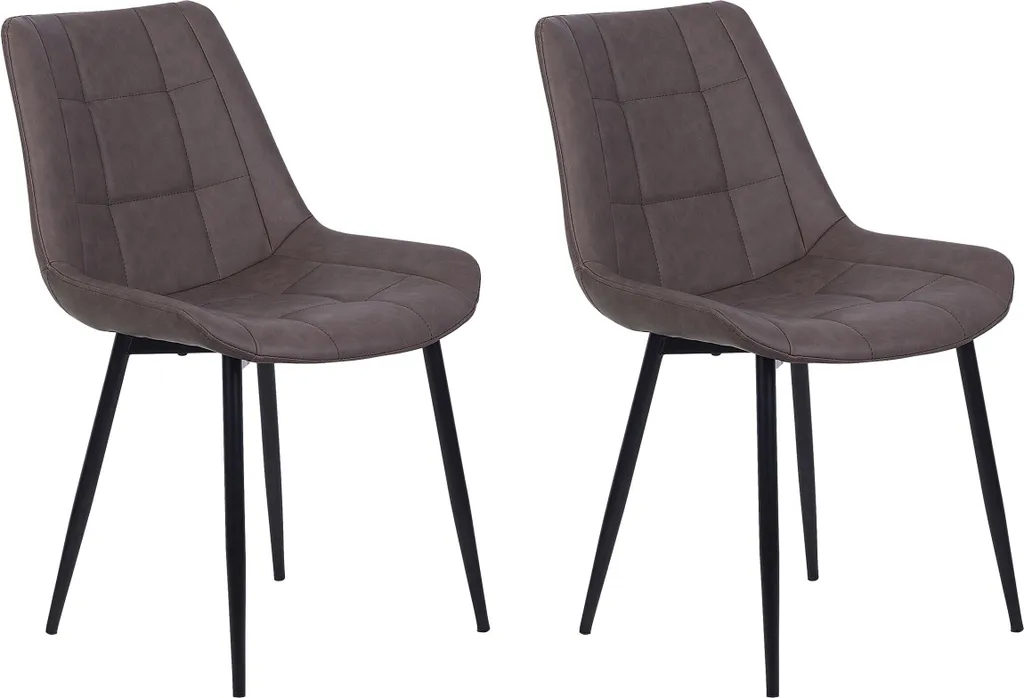 BELIANI Chaises de salle à manger lot de 2 en cuir marron et fer noir