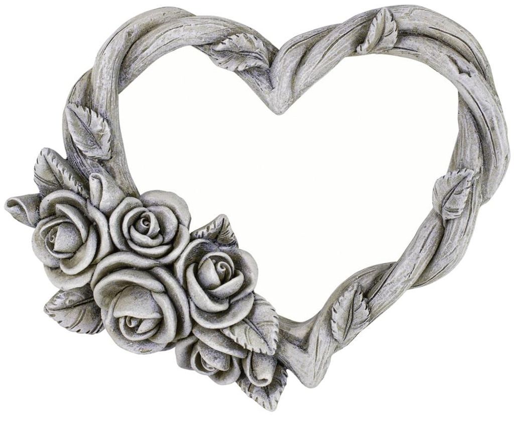 Grabschmuck Herz mit Rosenranke Grabdeko grau 14,2 cm Produktbild 