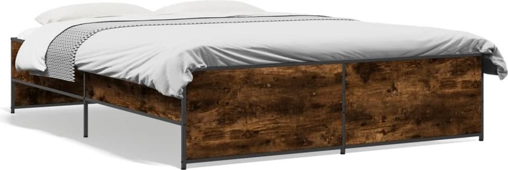 Maison Exclusive - Bettgestell Räuchereiche 160x200 cm Holzwerkstoff und Metall