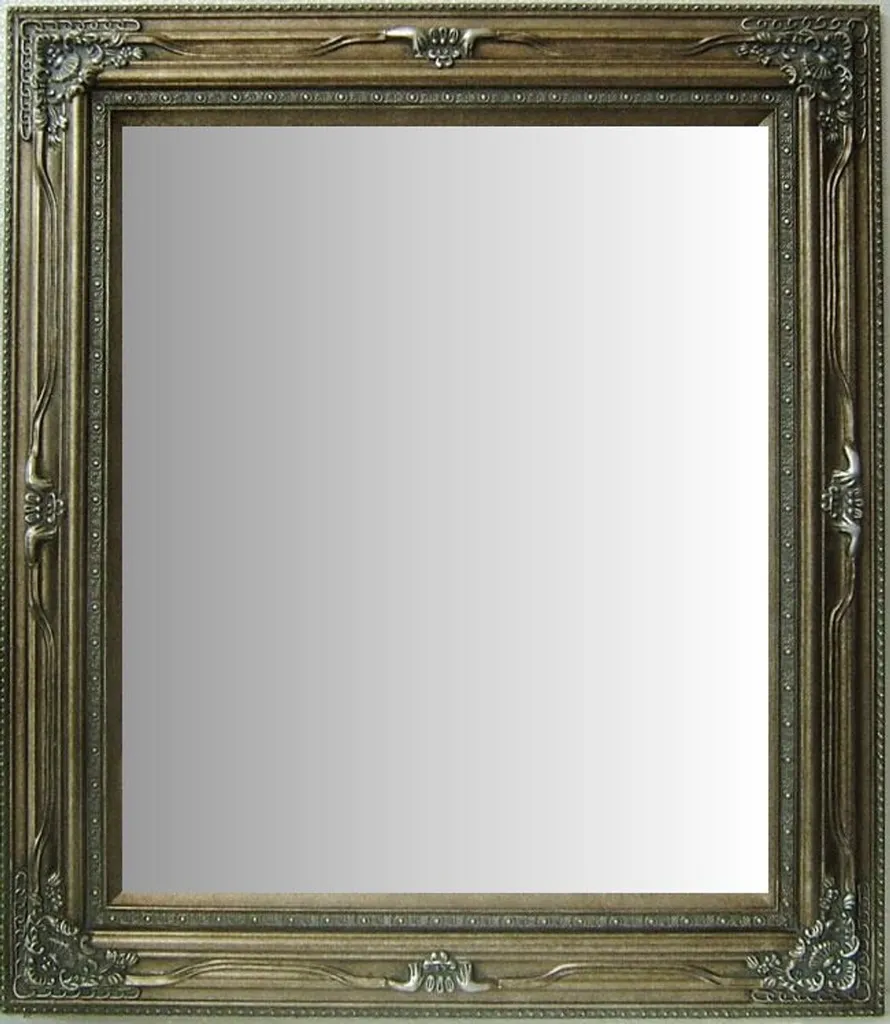 Miroir mural argenté pour entrée ou chambre style baroque 60x90 cm