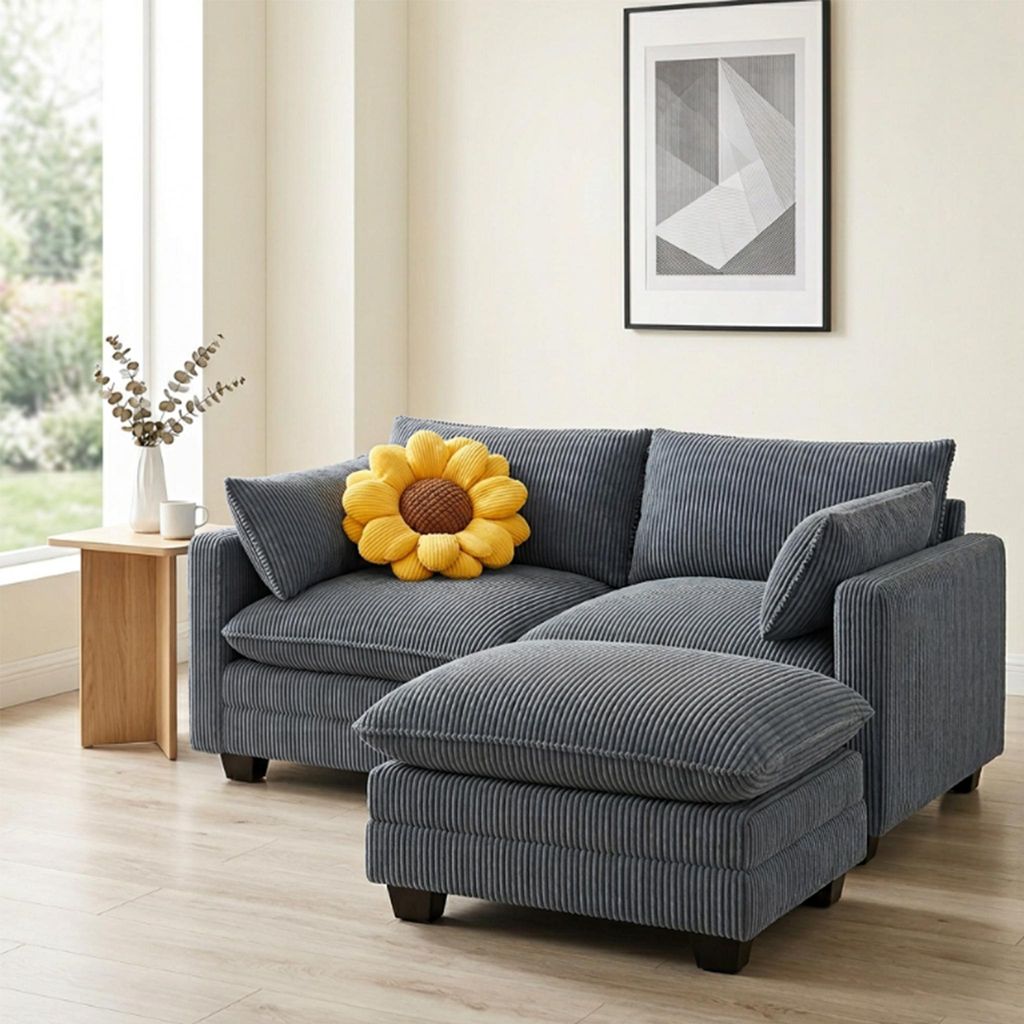 BEALIFE Rohová pohovka 168x76x91 cm  | 2-miestna + taburet Obrázok produktu 