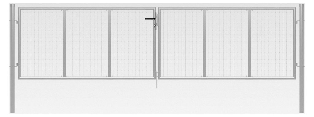 Stabiles Gartentor aus verzinktem Stahl, Silber, 415 x 150 cm, für Garten, Terrasse und Innenhof