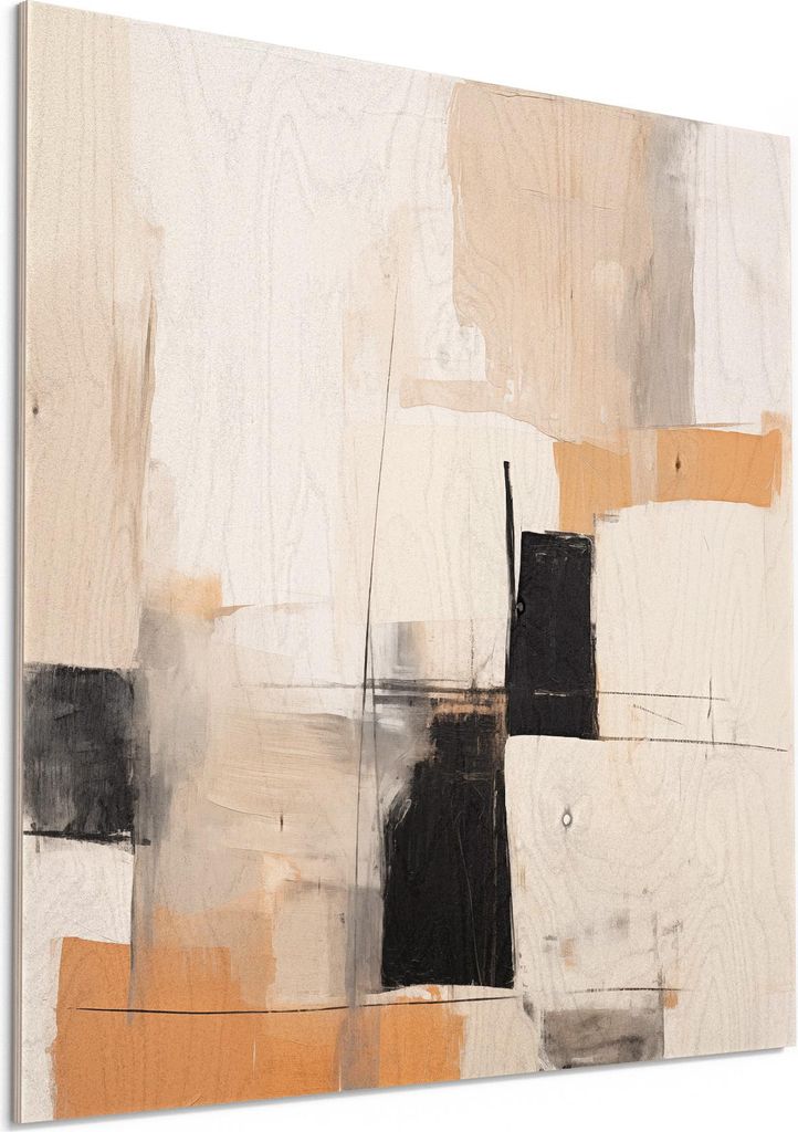 DEQORI Holzbild 50x50 cm 'Sandige Komposition' Bild auf Holz Wandbild Kunstdruck