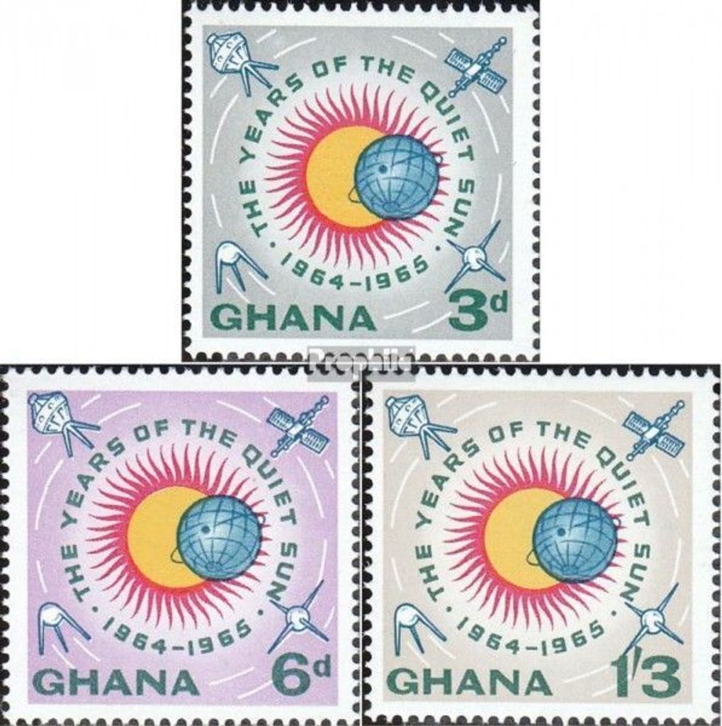 Briefmarken Ghana 1964 Mi 185A-187A (kompl.Ausg.) postfrisch Ruhige Sonne