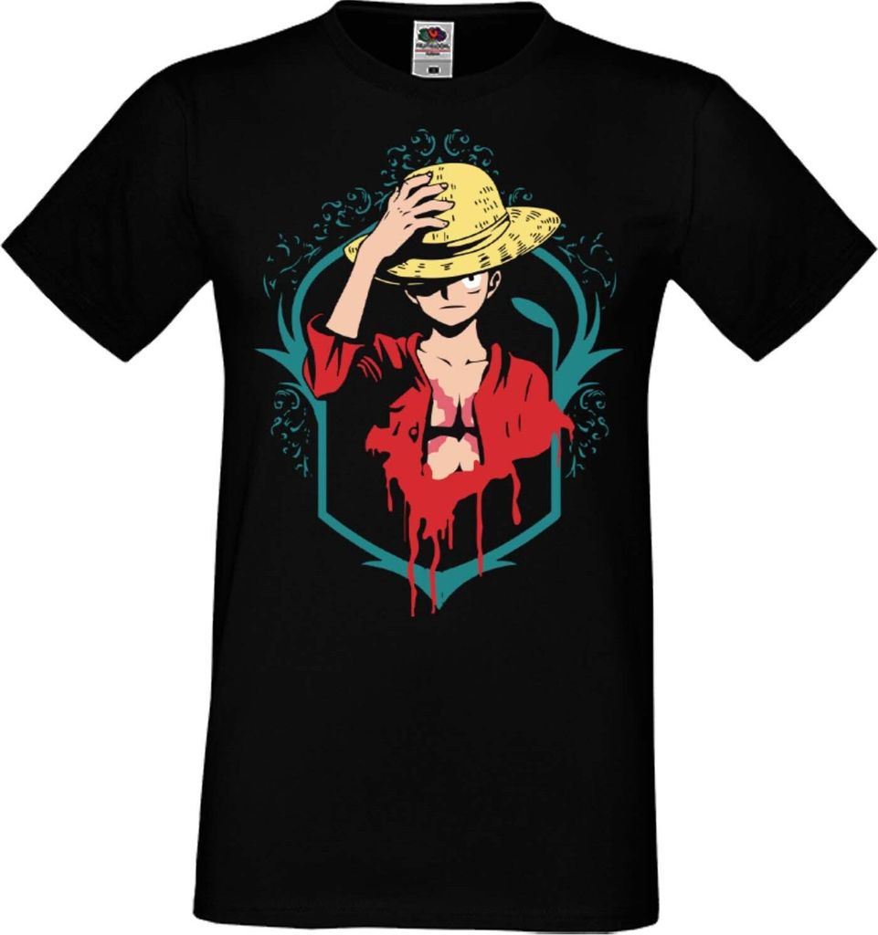 Herren T-Shirt Anime Manga One Manga Piece Anime 02, Man 5XL / Schwarz