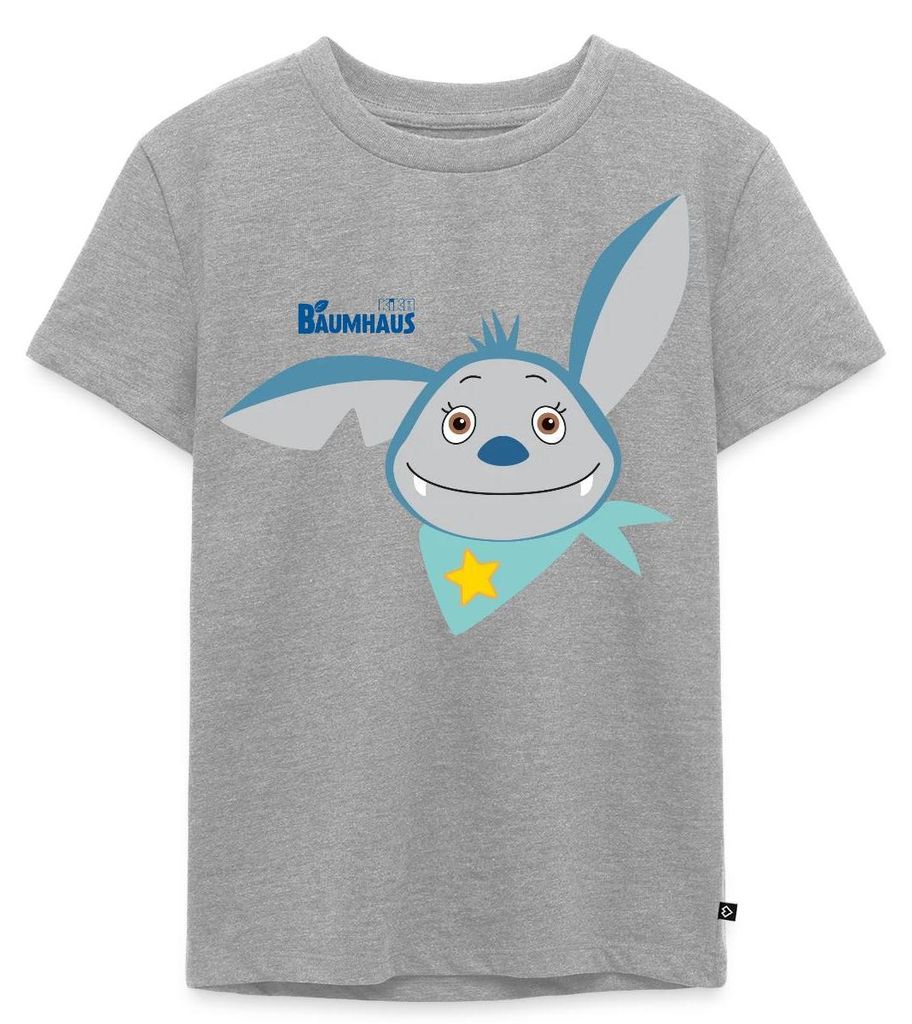 Spreadshirt KiKA-Baumhaus mit Fidi Gesicht Kinder Premium T-Shirt, 122/128 (6 Jahre), Grau meliert