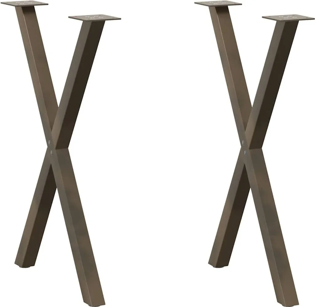 Set 2 Gambe per Tavolo Design a X 50x73 cm - Acciaio Naturale