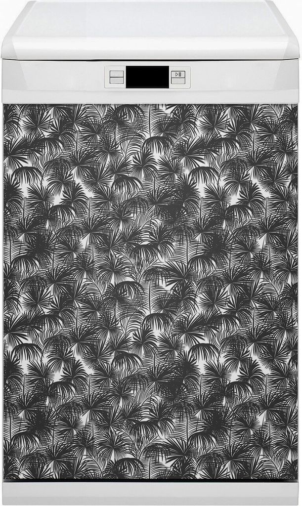 Magnet für Spülmaschine Abwaschbar 45x80 cm Magnet für Spülmaschine Magnetmatte Nachbildung - Schwarze Palmen