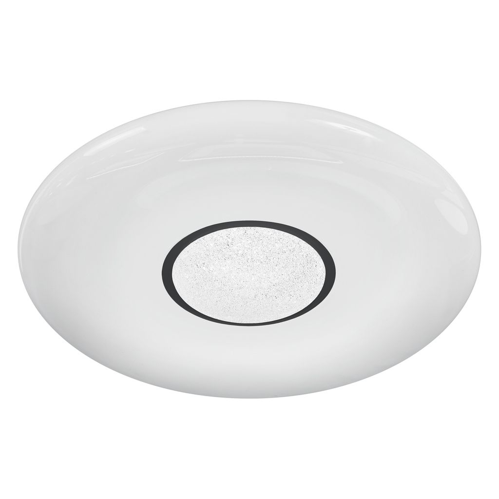 A white, oval-shaped LED light fixture with a central, textured, oval-shaped light source surrounded by a black rim.