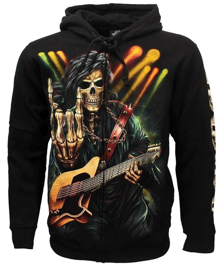 Rock Eagle Glow In The Dark Rock Hand Skelett Hoodie Weste - L