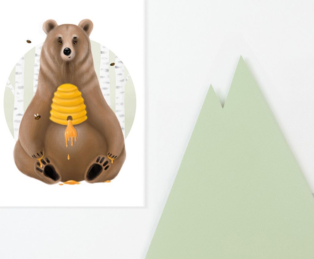 Leinwandbild für die Wand im Kinderzimmer BÄR - 70x70 cm