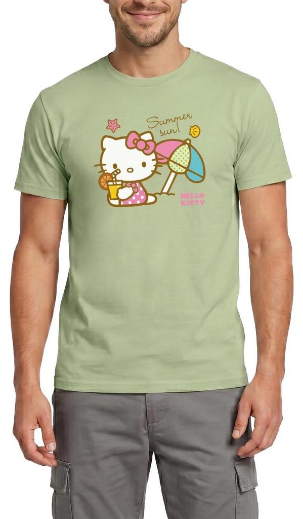 Spreadshirt Hello Kitty Am Strand Summer Sun Männer T-Shirt, XXL, Sage