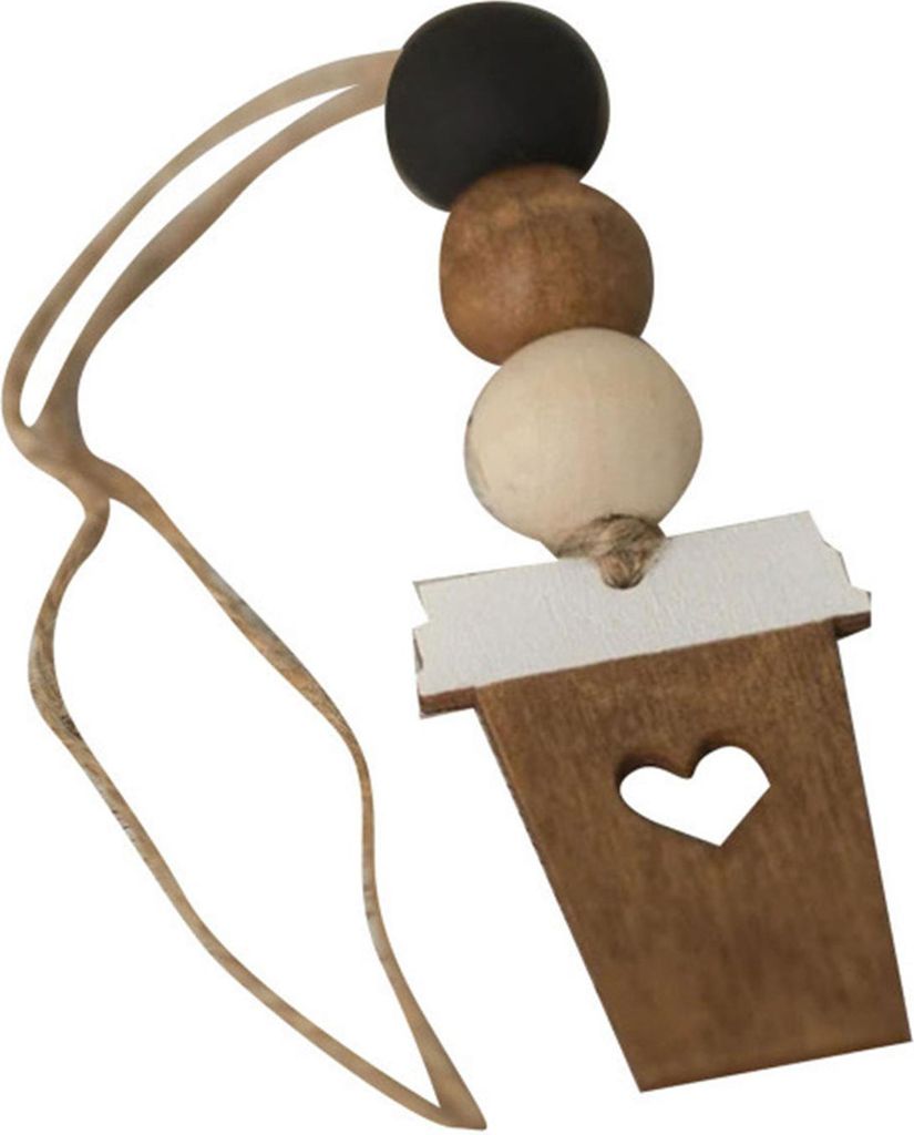 Hängende Dekoration aus Holzperlen in Kaffeetassenform, Boho-Stil, Landhausstil, rustikal, für Zuhause, Büro, Schlafzimmer, Türknauf, Girlande,...