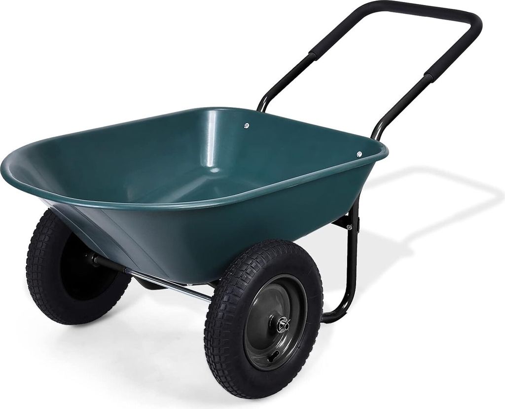 Gartenwagen bis zu 150 kg, Gartenkarre mit 140 L Fassungsvermoegen, Handwagen mit Gummigriff und aufblasbaren Raedern, Bollerwagen, Transportwagen ...