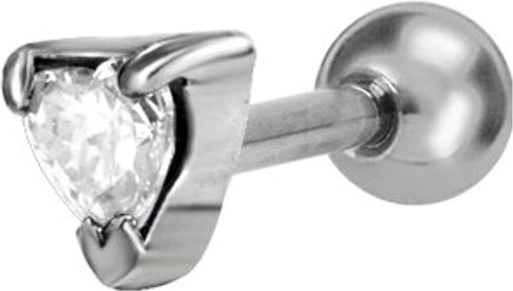 Tragus Micro Barbell Piercing Stahl - Zirkonia Stein Weiss Herz 3mm - BTRZ-HE03 - 6.0 Millimeter