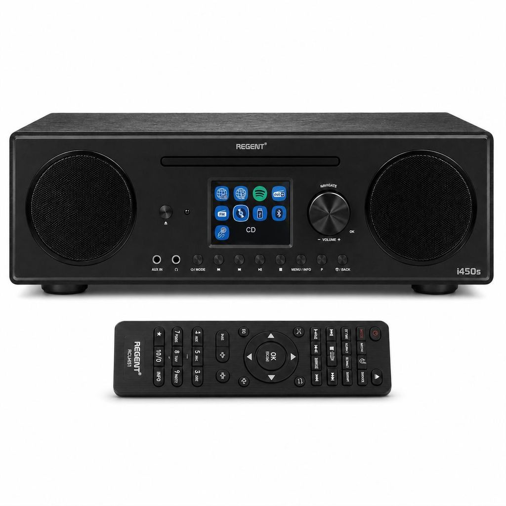 Ferguson Regent i450s Internetradio mit DAB+, FM, CD-Player, Bluetooth, WLAN, Spotify Connect, Farbdisplay, USB, AUX – HiFi-Radio mit Fernbedienung