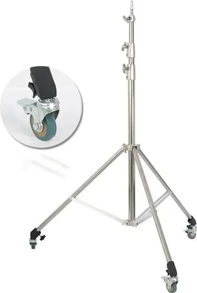 Support d'Éclairage de Studio 2.8M à Roulettes pour Photographe Pro Argent