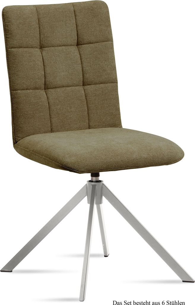 Esszimmerstuhl drehbar (6er-Set) Drucie 47x91x60 Edelstahl/Olivgrün