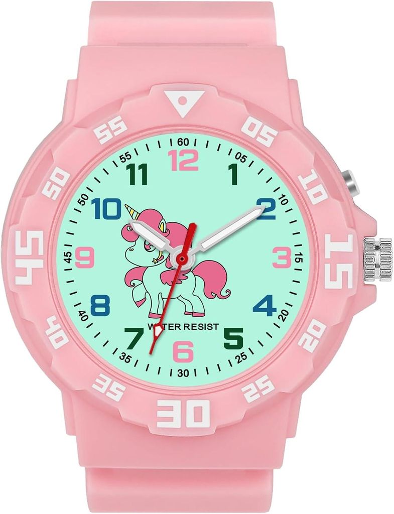 Lernuhr Einhorn Dinosaurier mit Nachtlicht für JungenMädchen 30M wasserdichte Armbanduhren für Kinder von 4-12 Jahren Geschenk