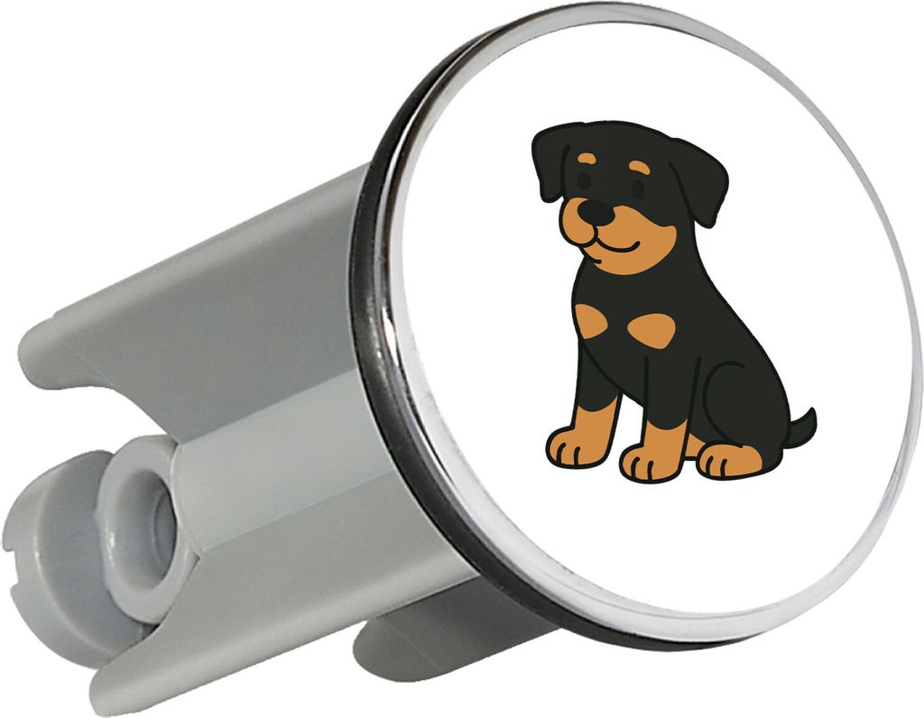 Huuraa Waschbeckenstöpsel Rottweiler Rotti Comic 4cm höhenverstellbar Abflussstopfen Geschenkidee
