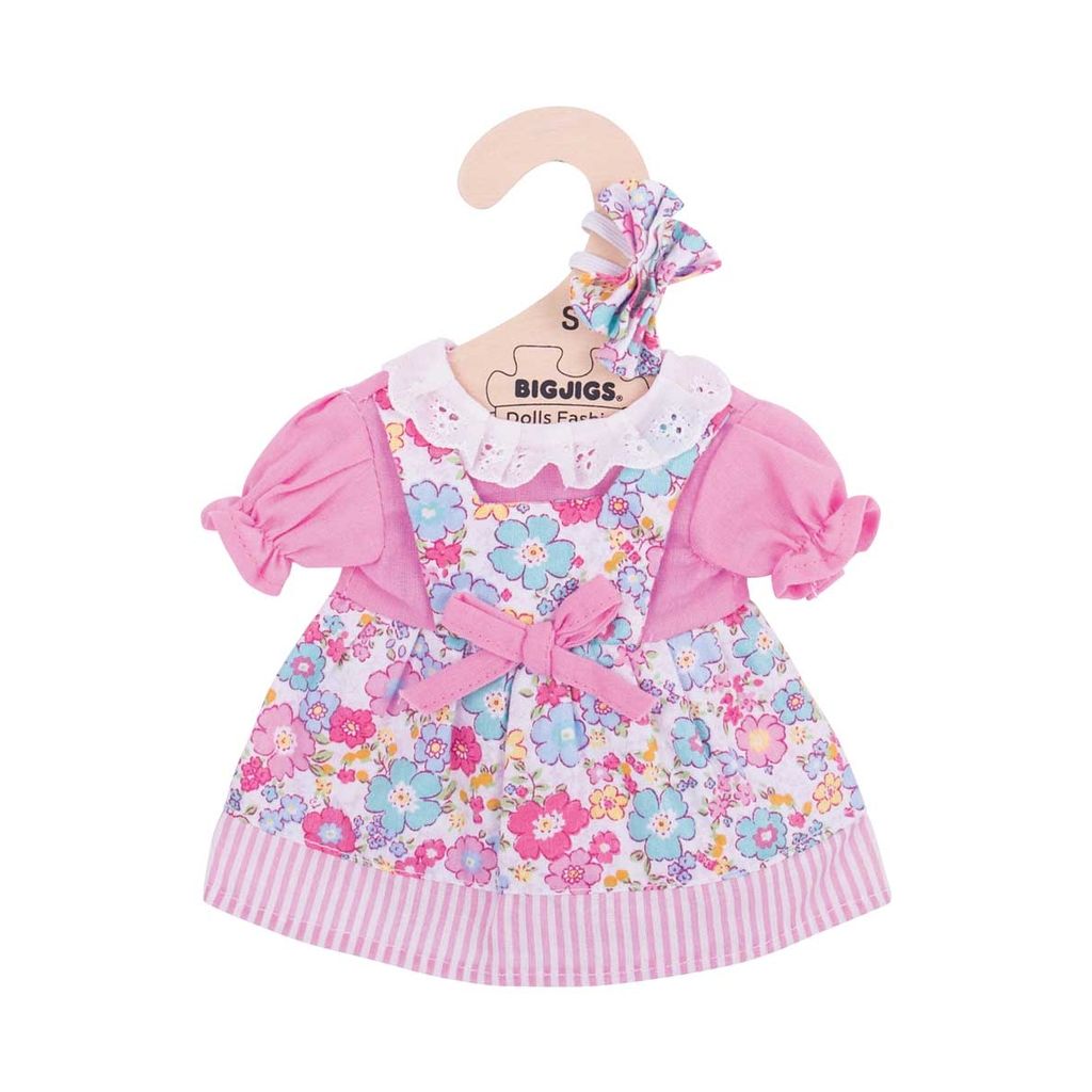 Bigjigs Toys Rosa Blumenkleid für Puppe 28 cm