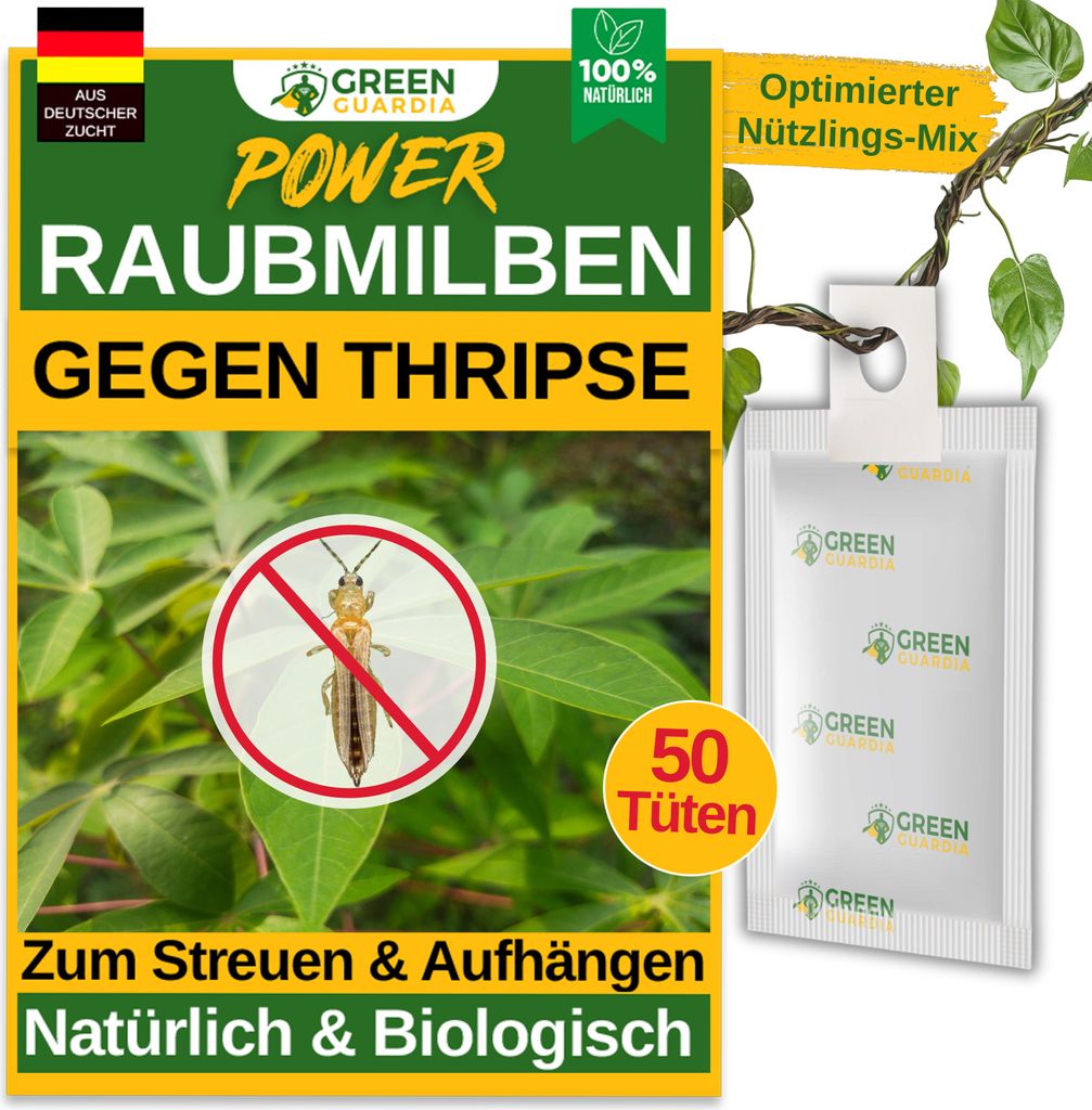 Power Raubmilben gegen Thripse, 50 Tüten, Biologisches Mittel zur effektiven Thripse Bekämpfung & auch Spinnmilben Bekämpfung – GREEN GUARDIA