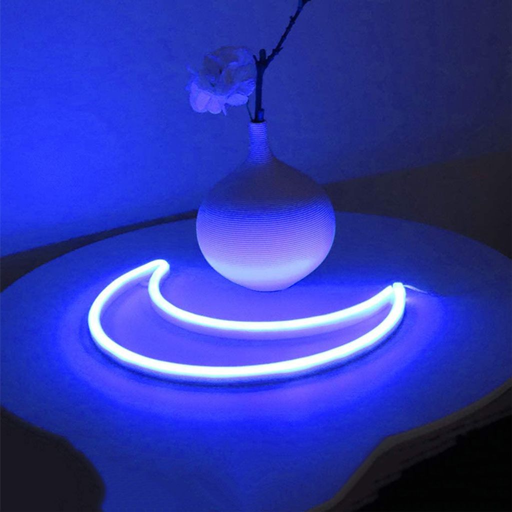 Batteriebetrieben Mond LED Neon Wandleuchte, Neon Schild Nachtlichter Neon Sign Neonlicht Leuchtreklame für Party Bar Gaming Schlafzimmer Zimmer W...