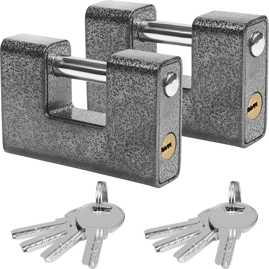Extrem robustes Outdoor-Vorhängeschloss mit 8 Schlüsseln (2er-Set) – Großes, einteiliges Vorhängeschloss aus massivem, gehärtetem Stahl – ...