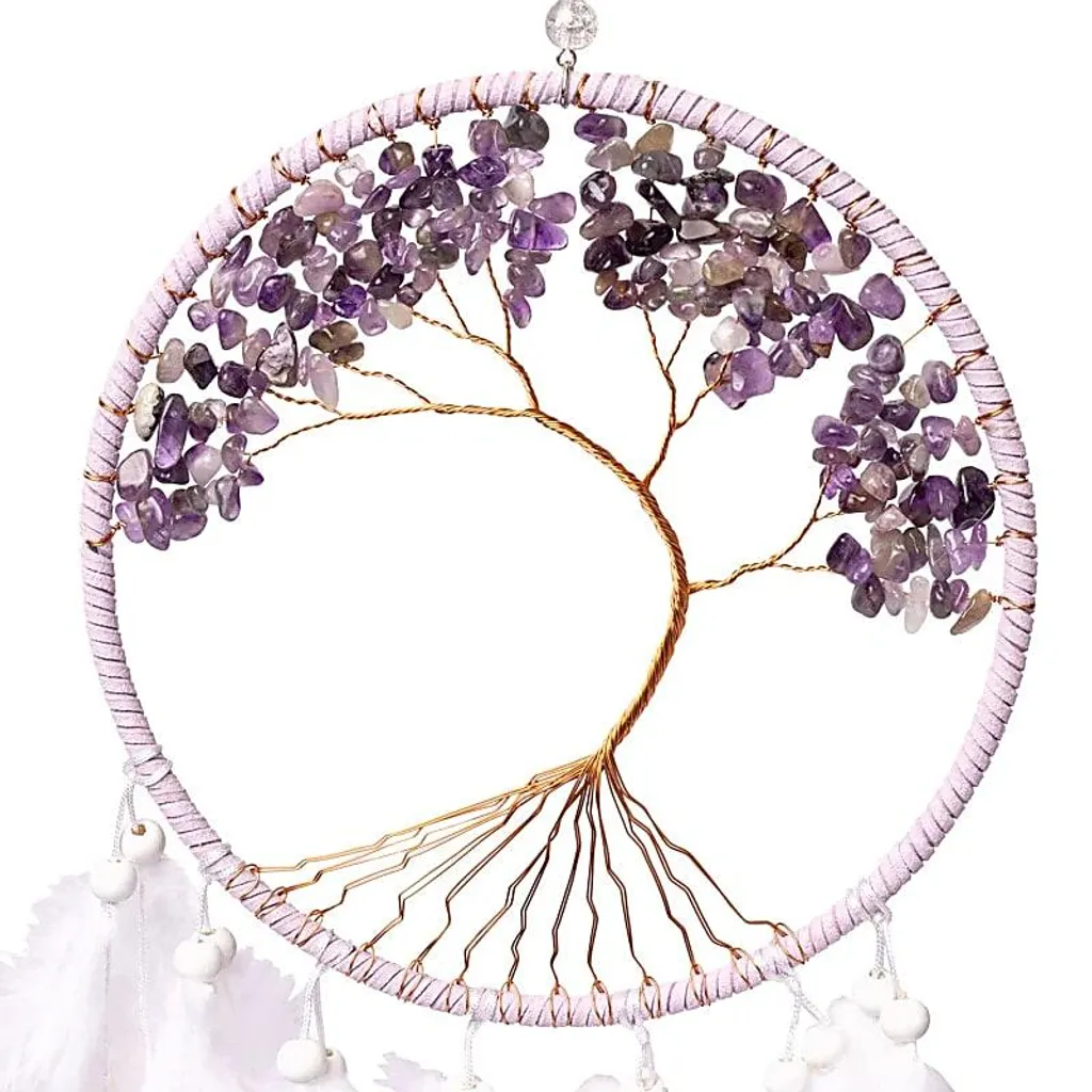 Attrape-rêves Arbre de Vie Améthyste Naturelle - Modèle Zen 16x55cm - 2