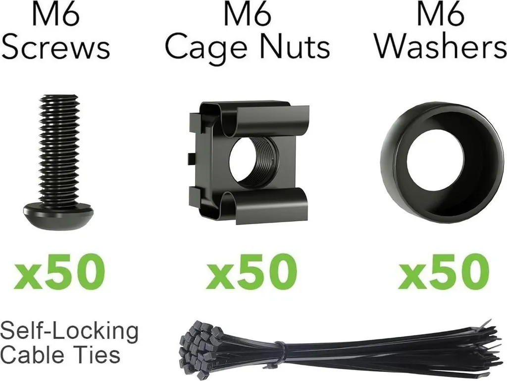 Vis M6 acier haute résistance pour serveur et rack - 50 sets complets - 2
