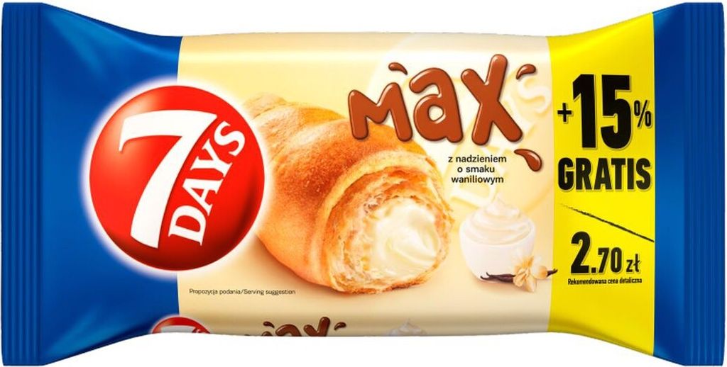 7 Days Max Croissant Z Nadzieniem O Smaku Waniliowym 110 G Zdjęcie produktu 