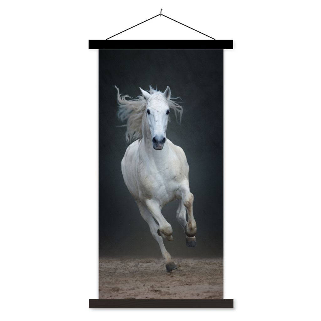 MuchoWow Textilposter Pferd - Pilz - Sand 40x80 cm mit schwarzem Rahmen - Wandemalerei