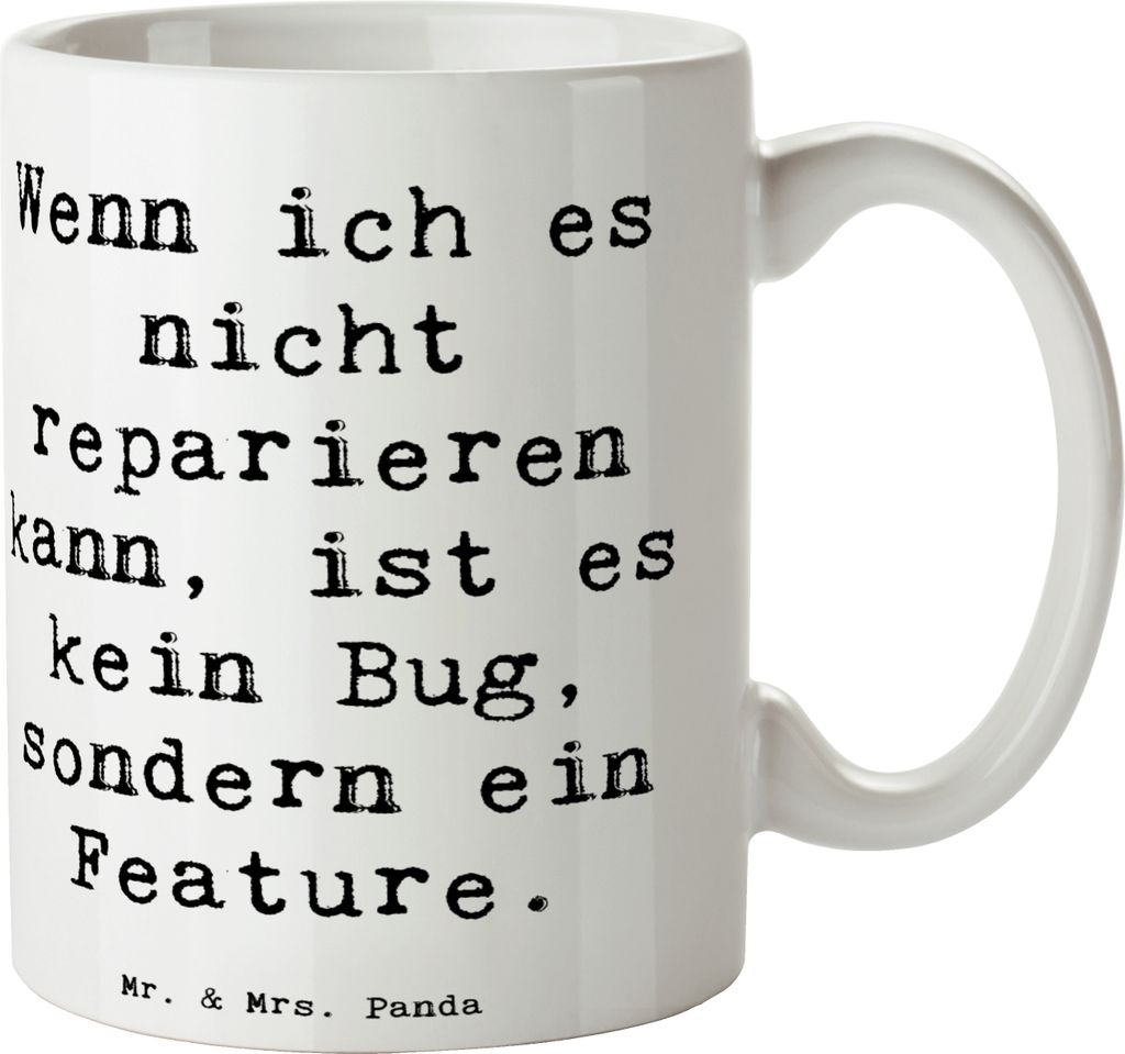 Mr. & Mrs. Panda Tasse Spruch Feature Charme - Weiß - Geschenk, Geschenke für Berufstätige, Programmierer, kaffeetasse bedruckt, Softwareentwick...