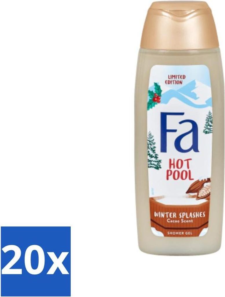 Fa - Duschgel - Winter Splashes Hot Pool Cacao - Warm & Wärmend - Wohltuend - 250 ml - Vorteilspack - 20 Stücke
