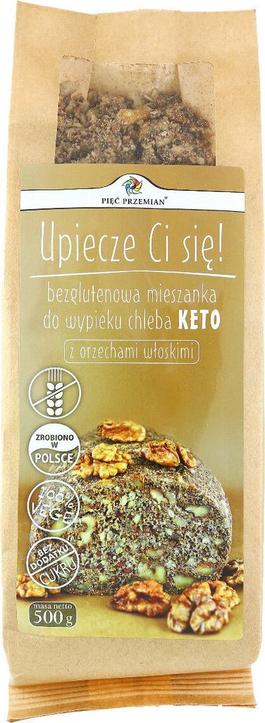 BROTMISCHUNG MIT WALNÜSSEN, OHNE ZUCKERZUSATZ, GLUTENFREI, KETO, 500 g – PIĘĆ PRZEMIAN