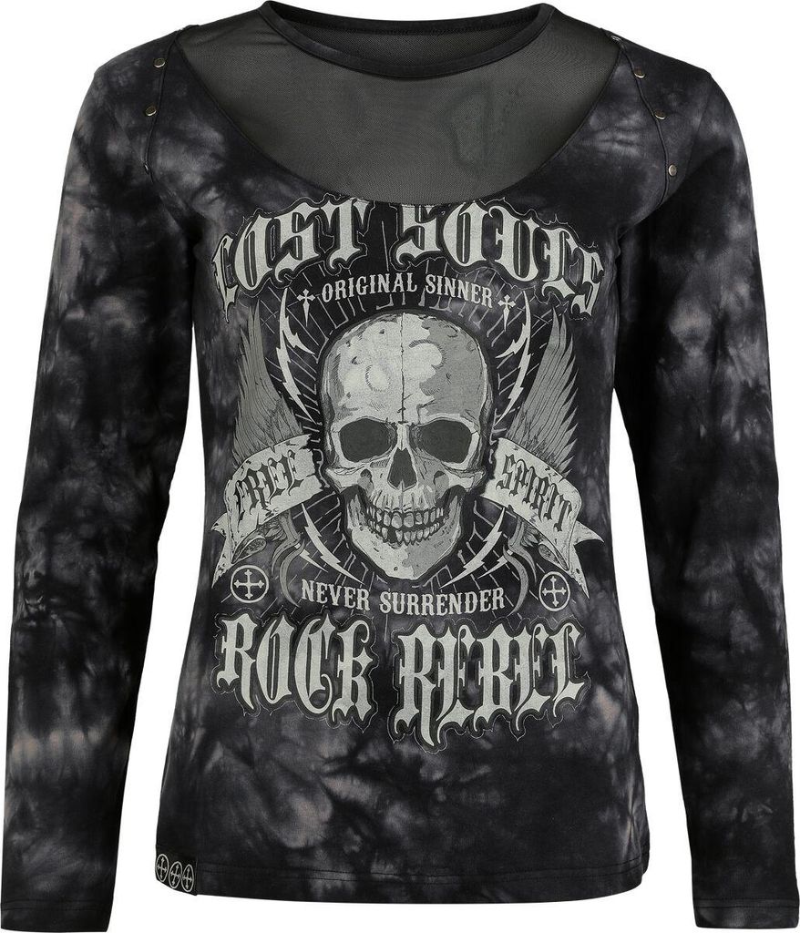Rock Rebel by EMP Damen grau/schwarzes Langarmshirt mit Produktbild 