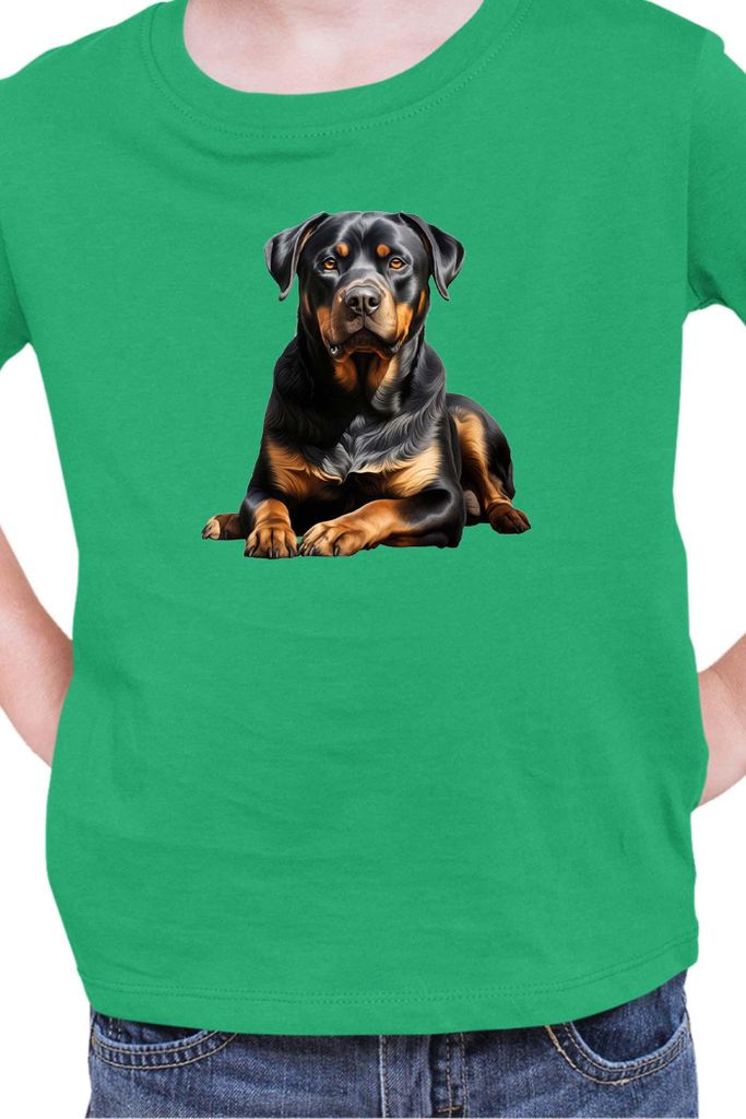 Kinder T-Shirt Dogs Breeds Rottweiler Dog Breed 006, 5-6 Jahr - 116 / Grün