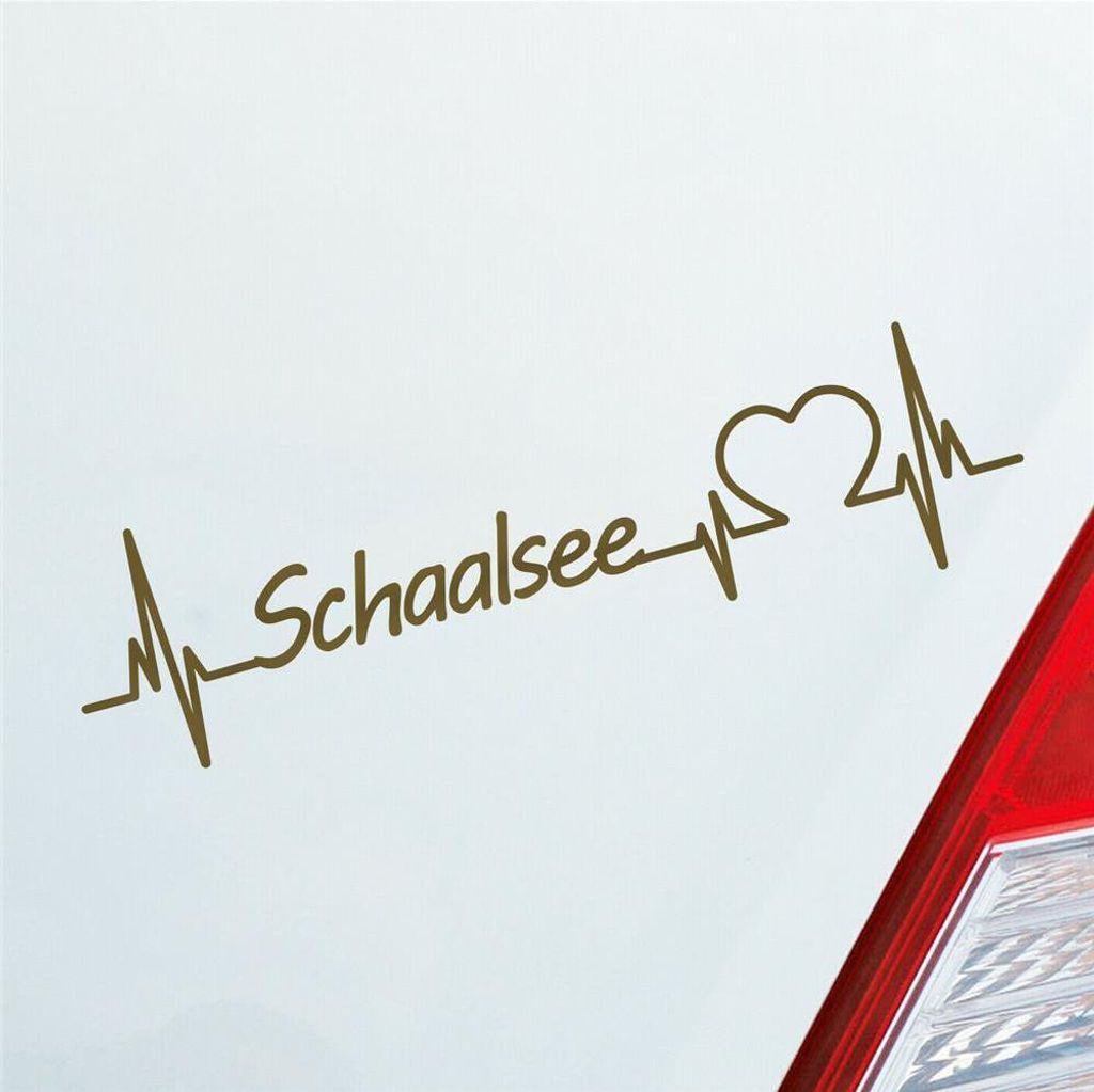 Auto Aufkleber Schaalsee Herz Puls See Sea Liebe Love 19x5 cm Gold Sticker Heckscheibenaufkleber