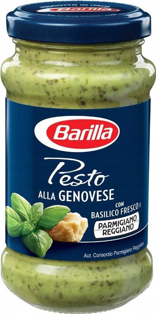 Barilla Pesto alla Genovese Sauce mit Basilikum und Produktbild 