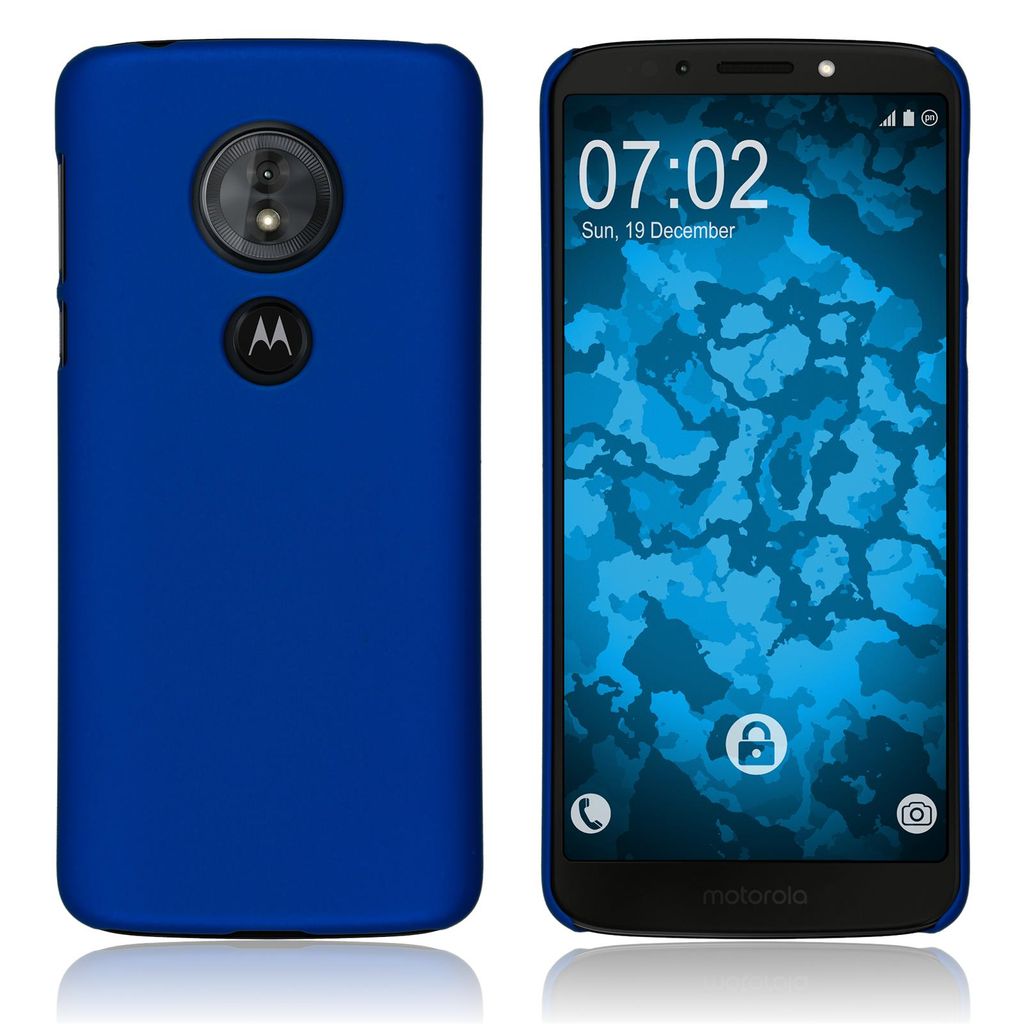 PhoneNatic Case kompatibel mit Lenovo Moto G6 Play - Hülle blau gummiert Hard-case Cover