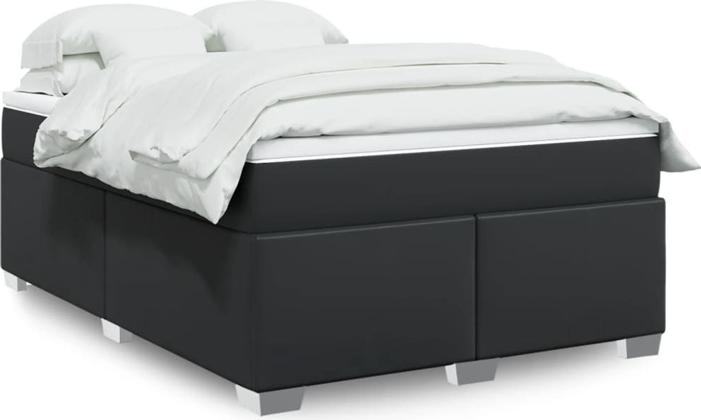 Maison Exclusive - Boxspringbett mit Matratze Schwarz 160x200 cm Kunstleder