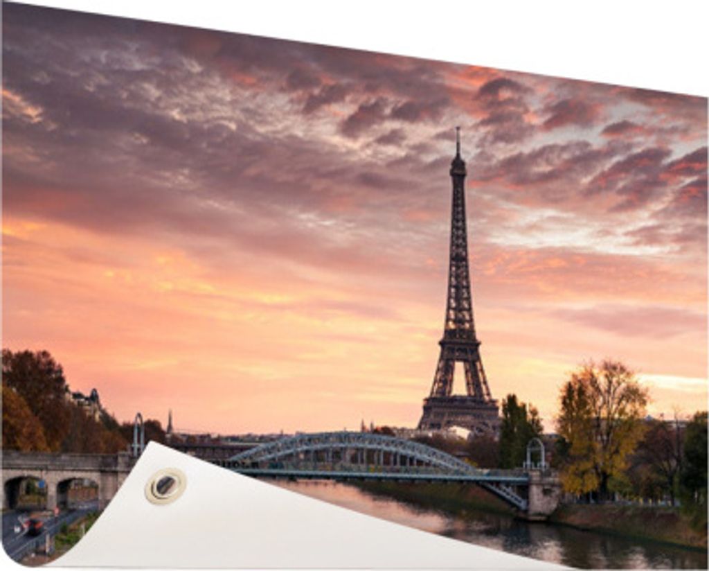 MuchoWow 120x80 cm Outdoor-Poster Gartendeko Sichtschutz Garten Poster für den Garten Paris - Eiffelturm - Brücke