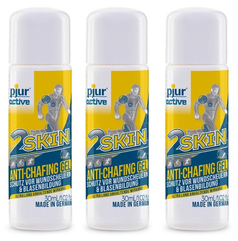 pjuractive 2SKIN Anti Chafing Gel 3er Set - je 30ml - wasser- und schweißresistent - gegen Reibung und Wundscheuern