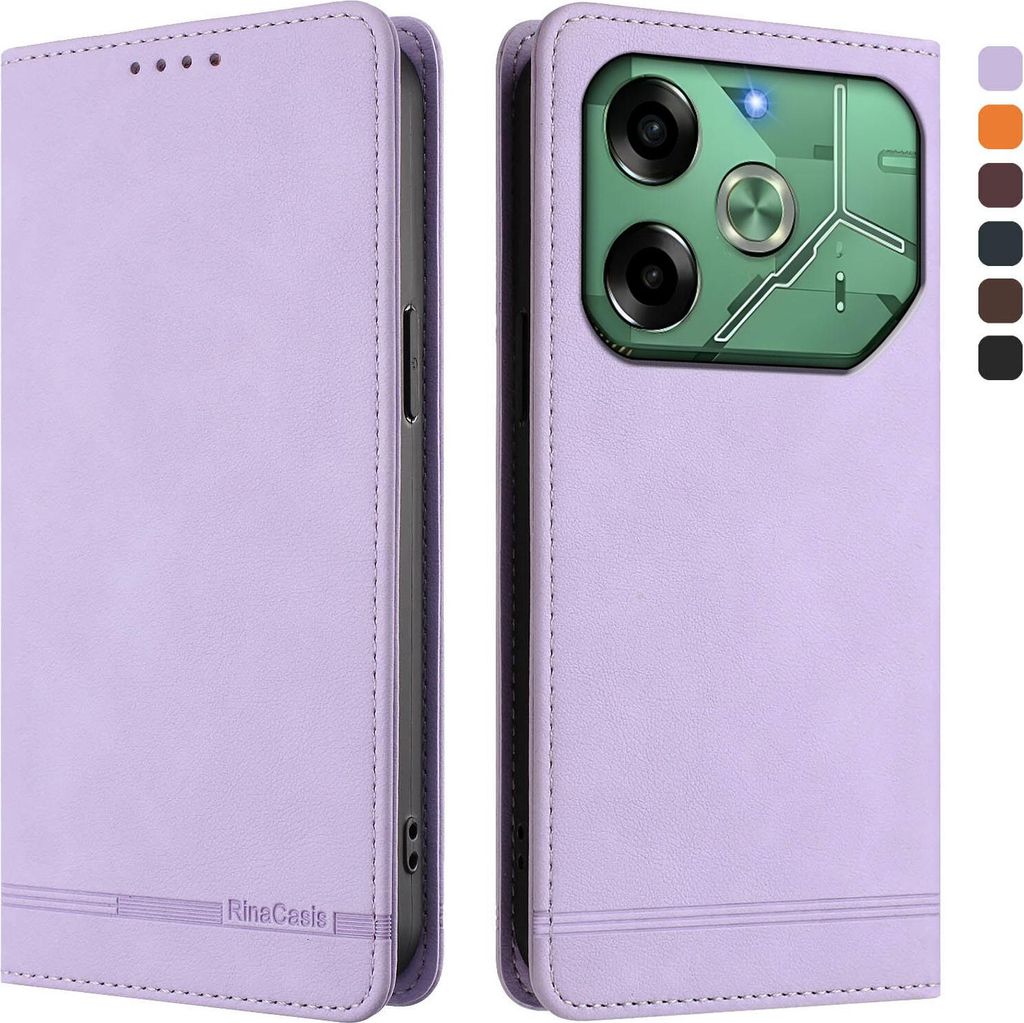 Hülle für Tecno Pova 6 4G, Retro Kunstleder Ständer Klapphülle mit Kartenfächer und Magnetische Violett