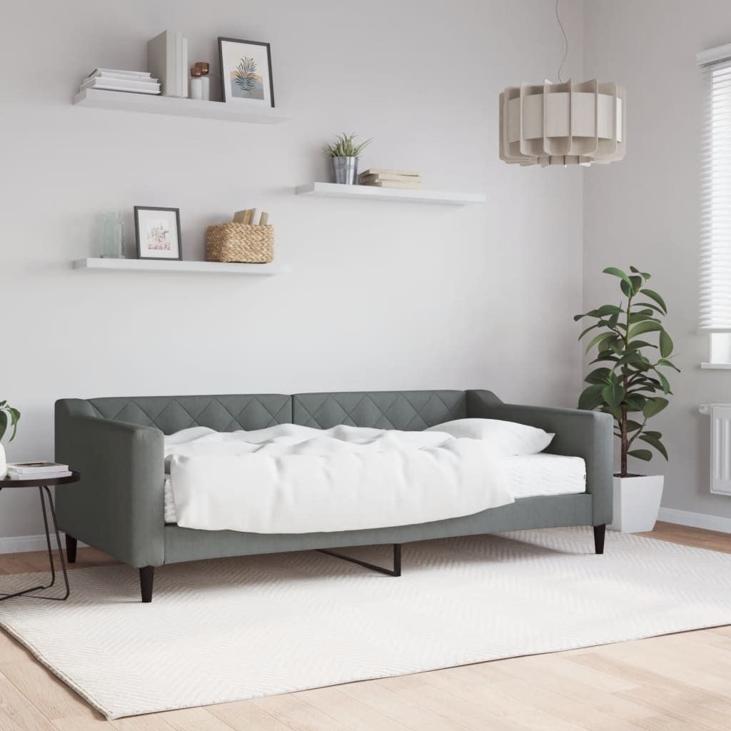 Möbel Tagesbett mit Matratze Dunkelgrau 90x190 cm Stoff - Klassische Betten 3197419