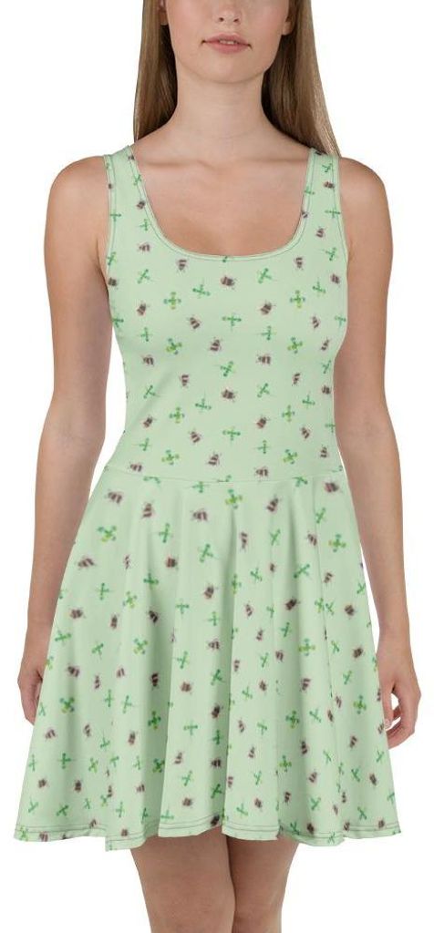 Mr. & Mrs. Panda Freizeitkleid Hummeln Kleeblatt XS - Grün - Geschenk, Hummel, Spruch Positiv, Biene, glücklich sein, Damen-Sommerkleid, Werden, ...